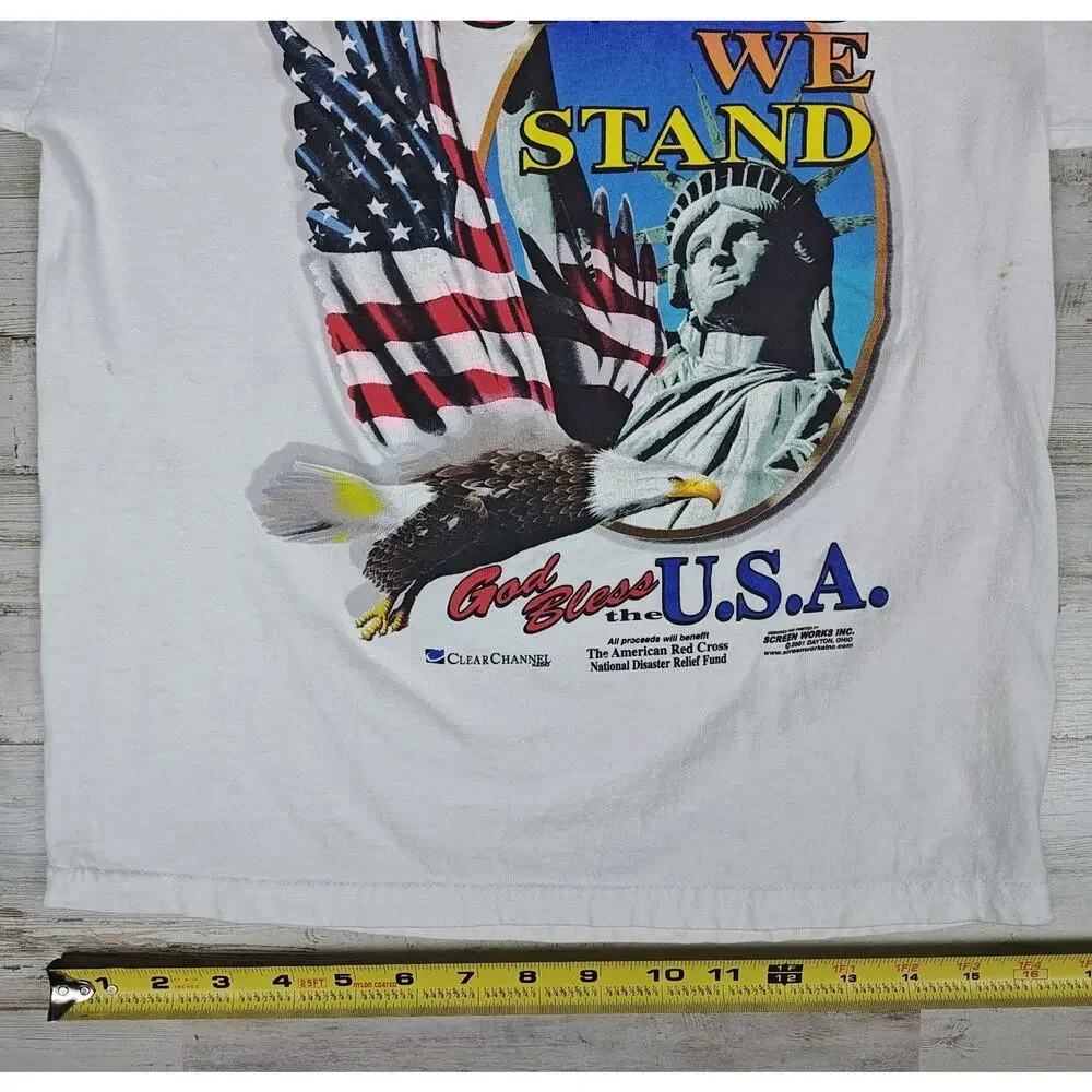Vintage 9/11 United We Stand Tribute T-Shirt Kids M(10-12) Short Sleeve JERZEES